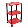 H. Wilson 42" Plastic Utility Cart With Platform Shelves, 42"H x 24"W x 18"D, Red/Black