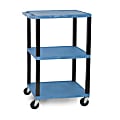 H. Wilson 42" Plastic Utility Cart With Platform Shelves, 42"H x 24"W x 18"D, Blue/Black