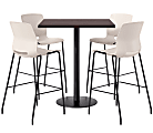 KFI Studios Proof Bistro Square Pedestal Table With Imme Bar Stools, Includes 4 Stools, 43-1/2”H x 36”W x 36”D, Cafelle Top/Black Base/Moonbeam Chairs 1 thumbnail image