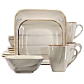 Signature Living Coventry 16-Piece Square Stoneware Dinnerware Set, Beige 1 thumbnail image