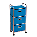 Honey-can-do CRT-02347 3-Drawer Rolling Fabric Cart, Blue - 3 Drawer - 11.5" Length x 16.1" Width x 35.5" Height - Blue