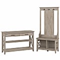 Bush® Furniture Key West Entryway Storage Set With Hall Tree, Shoe Bench And Console Table, Washed Gray, Standard Delivery 1 thumbnail image