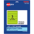 Avery® Print-To-The-Edge Labels With Sure Feed® Technology, 94232-BGP10, Rectangle, 1-3/4" x 7-3/4", Matte Bright Green, Pack of 50 1 thumbnail image