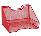 Mind Reader 3-Compartment Desk Organizer, 8-1/4”H x 12-1/2”W x 9-3/4”D, Red