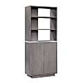Sauder® East Rock 72"H 5-Shelf Bookcase With Doors, Ashen Oak/Faux White Marble