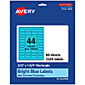 Avery® Print-To-The-Edge Labels With Sure Feed® Technology And Easy Peel®, 94209-BBP80, Rectangle, 2/3" x 1-3/4", Matte Bright Blue, Pack of 3520 1 thumbnail image