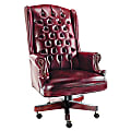 Alera® Traditional Wing-Back Executive Chair, 47"H x 19"W x 17 3/4"D, Mahogany Frame, Oxblood Burgundy Fabric