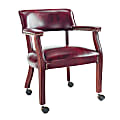 Alera® Traditional Guest Chair With Arms And Casters, Burgundy/Mahogany