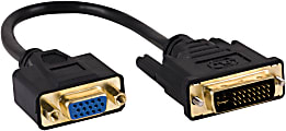 Ativa® DVI to VGA Pigtail Adapter, DVI-I Male to VGA Female, Video Only, Black