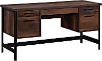 Sauder® Briarbrook 60”W Commercial Computer Desk With Floating Pedestals, Barrel Oak/Black