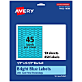 Avery® Printable Labels With Sure Feed® Technology, 94749-BBP10, Barbell, 1/2" x 2-1/2", Matte Bright Blue, Pack of 450 1 thumbnail image