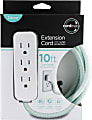 Cordinate 3-Outlet 16-Gauge Extension Cord With Surge Protection, 10', Mint/White