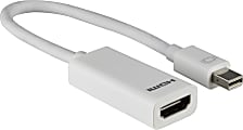 Ativa® Mini DisplayPort to HDMI Adapter, Male to Female, Unidirectional, White, 27519