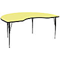 Flash Furniture Kidney Thermal Laminate Activity Table With Height-Adjustable Legs, 30-1/8"H x 96"W x 48"D, Yellow