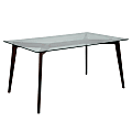 Flash Furniture Solid Wood Table With Glass Top, 29-1/4"H x 35-1/4"W x 59"D, Clear/Espresso