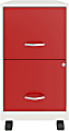 Realspace® SOHO Smart 18"D Vertical 2-Drawer Mobile File Cabinet, White/Red 1 thumbnail image