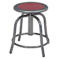 National Public Seating® 18” - 24” Height Adjustable Swivel Stool, Burgundy Steel Seat, Grey Frame