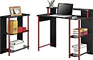 Altra Wood Computer Desk And Bookcase Set, Black/Red