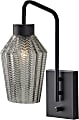 Adesso® Belfry Wall Lamp, 16-1/2”H x 6-1/2”W, Smoke Shade/Black Base