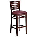 Flash Furniture Slat Back Restaurant Bar Stool, Burgundy/Walnut 1 thumbnail image