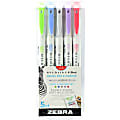 Zebra® Pen MILDLINER™ Double-Ended Creative Markers, Pack Of 5, Brush/Fine Point, Assorted Ink Colors