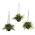 Nearly Natural Eucalyptus, Maiden Hair & Berry Artificial 9”H Plants With Hanging Baskets, 9”H x 12”W x 12”D, Green, Set Of 3 1 thumbnail image