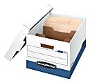 Bankers Box R Kive® DividerBox™ Heavy-Duty FastFold® File Storage Boxes With Locking Lift-Off Lids And Built-In Handles, Letter/Legal Size,  10"H x 12“W x 15"D, 60% Recycled, White/Blue, Case Of 12