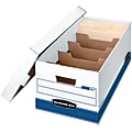 Bankers Box® Stor/File™ Storage Boxes With Dividers And Lift-Off Lids, Letter Size, 24" x 12" x 10", 60% Recycled, White/Blue, Case Of 12