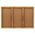 Quartet® Fully Enclosed 3-Door Bulletin Board, 72" x 48", Wood Frame With Oak Finish 1 thumbnail image