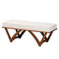 Baxton Studio Chenoa Japandi Bench, 18-5/16”H x 47-1/4”W x 17-3/4”D, Cream/Walnut Brown