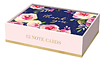 Lady Jayne Thank You Note Cards With Envelopes, 3-1/2" x 5", Navy Roses, Pack Of 12 Cards