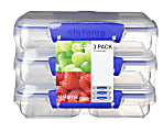 Sistema® KLIP IT™ Rectangular Small Split Container, 11.8 Oz, Clear/Blue, Pack Of 3