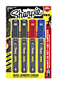 Sharpie® PRO Permanent Markers, Fine Point, Black/Gray Barrel, Assorted Ink Colors, Pack Of 4