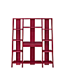 Ameriwood™ Home Ladder Bookcase Towers With Desk, 11 Shelves, Red