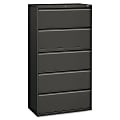 HON® 36"W x 19-1/4"D Lateral 5-Drawer File Cabinet With Lock, Charcoal 1 thumbnail image