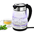 MegaChef 1.7 Quart Glass and Stainless Steel Electric Tea Kettle in Silver
