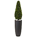 Nearly Natural 50"H Plastic Boxwood Topiary With Cylinder Planter, Gray/Green 1 thumbnail image