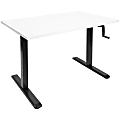 Mount-It! Hand Crank Standing Desk Frame With Adjustable Height And 48"W Tabletop, Black/White