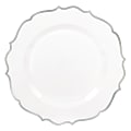 Amscan Ornate Premium Plastic Plates With Trim, 10-1/2", White/Silver, Pack Of 10 Plates 1 thumbnail image