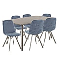 Lumisource Sedona Industrial Dining Table With 6 Dining Chairs, Brushed Antique/Dark Brown/Blue 1 thumbnail image