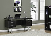 Monarch Specialties 60"W Retro-Style Computer Desk, Cappuccino 1 thumbnail image
