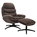 Office Star Kerry Swivel Lounge Accent Chair & Footrest, Black/Brown 1 thumbnail image