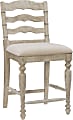 Linon Everett Counter Stool With Backrest, Neutral/White Wash 1 thumbnail image