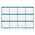 2024 SwiftGlimpse Designer Series Wet/Dry-Erase Laminated Yearly Wall Calendar, 36" x 24", Cool Water