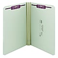 Smead® Pressboard Fastener Folders With SafeSHIELD® Coated Fasteners, 2" Expansion, Legal Size, Gray/Green, Box Of 25 1 thumbnail image