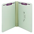 Smead® Pressboard Fastener Folders With SafeSHIELD® Coated Fasteners, 2" Expansion, Legal Size, Gray/Green, Box Of 25