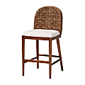 bali & pari Denver Modern Bohemian Finished Acacia Wood/Seagrass Counter-Height Stools With Backs, White/Walnut Brown, Set Of 2 Stools