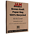 JAM Paper® Cover Card Stock, 8 1/2" x 11", 60 Lb, Brown Kraft, Pack Of 50 Sheets