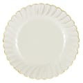 Amscan Scalloped Premium Plastic Plates With Trim, 10-1/4", Cream/Gold, Pack Of 10 Plates 1 thumbnail image