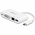 StarTech.com USB C Multiport Adapter - with Power Delivery (USB PD) - USB C to USB 3.0/DVI/Gigabit Ethernet - DKT30CDVPD 1 thumbnail image